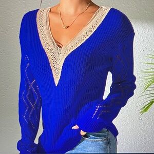 Elegant Blue V-Neck Sweater